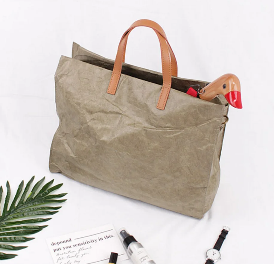 wholesale new material kraft paper women bags handbag custom, waterproof paper lady handbag tote bag shoulder