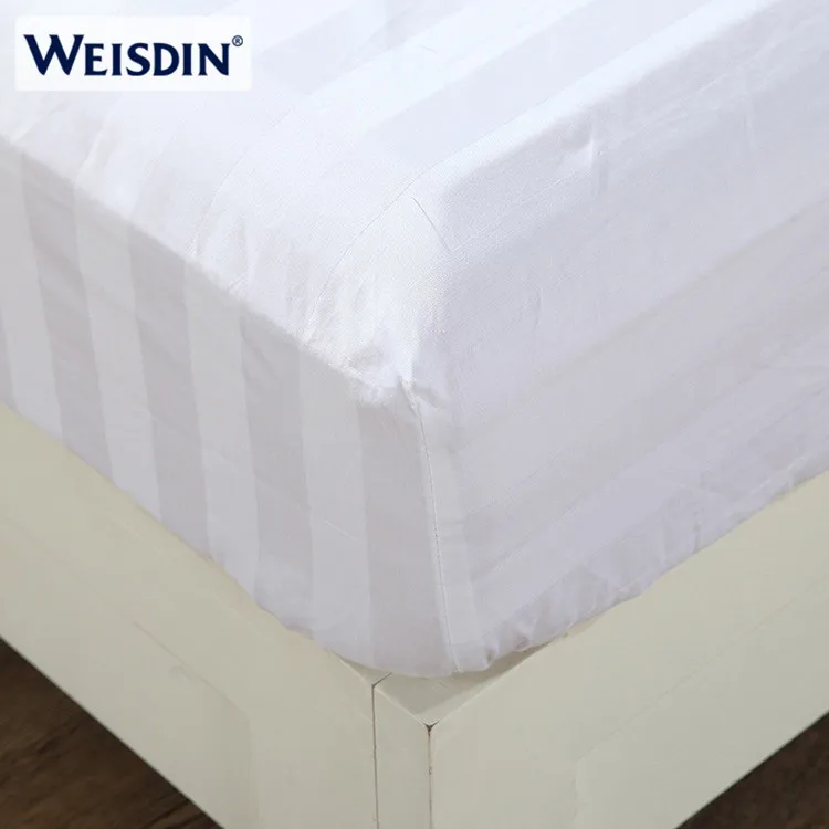 Wholesale Hotel Bed Sheet White King Size Bed Hotel Textile Fitted Bedsheet Elastic Fitted Sheets 100% Cotton