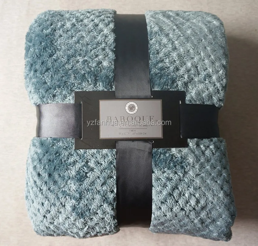 
Wholesale Solid Honey comb Fleece Blanket throw 