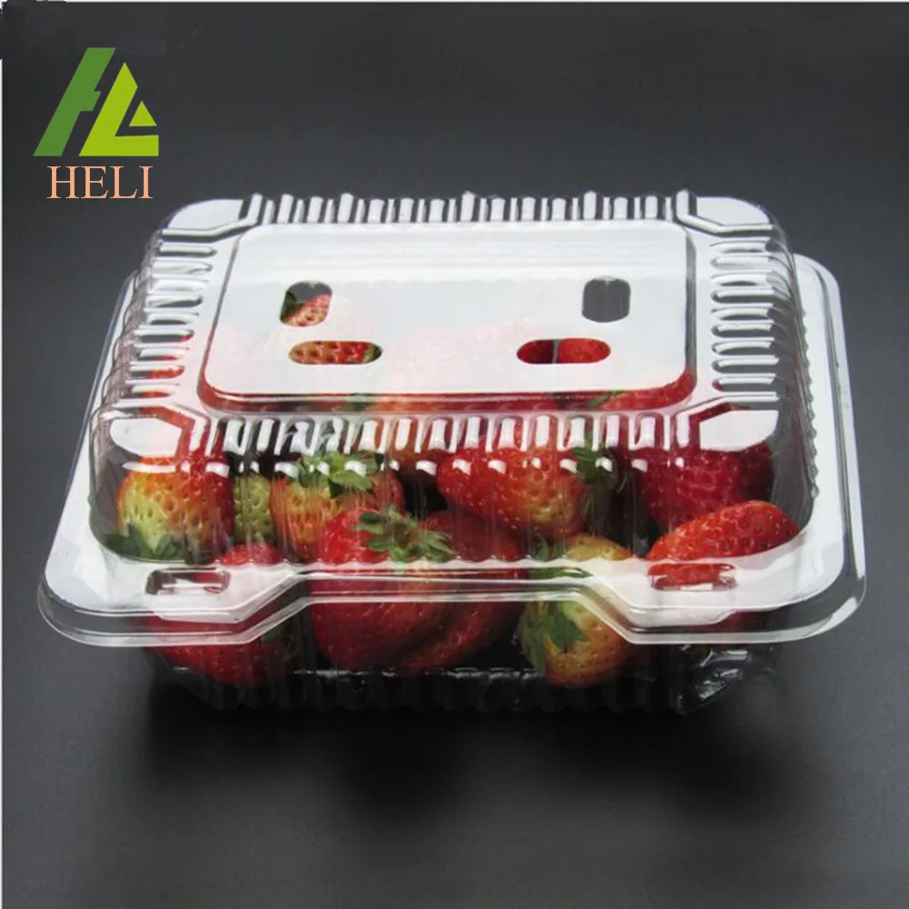 
500g Clear Plastic Biodegradable Fruit Strawberry Packaging Container 