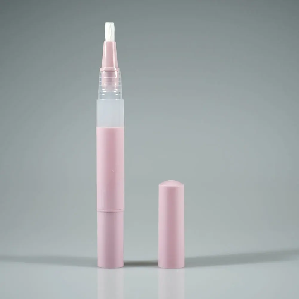 
Wholesale pink plastic nail oil pen / twist pen with brush for lip gloss, whitening pen, eyelash, liquid 2.5ml 