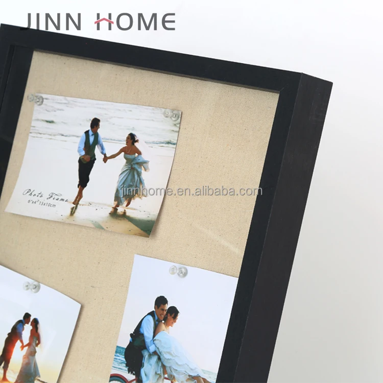 3D Shadow Deep Creative Double-Sided MDF Photo Frame Luxury Style Wood Picture Box with Iron Metal for Home Use