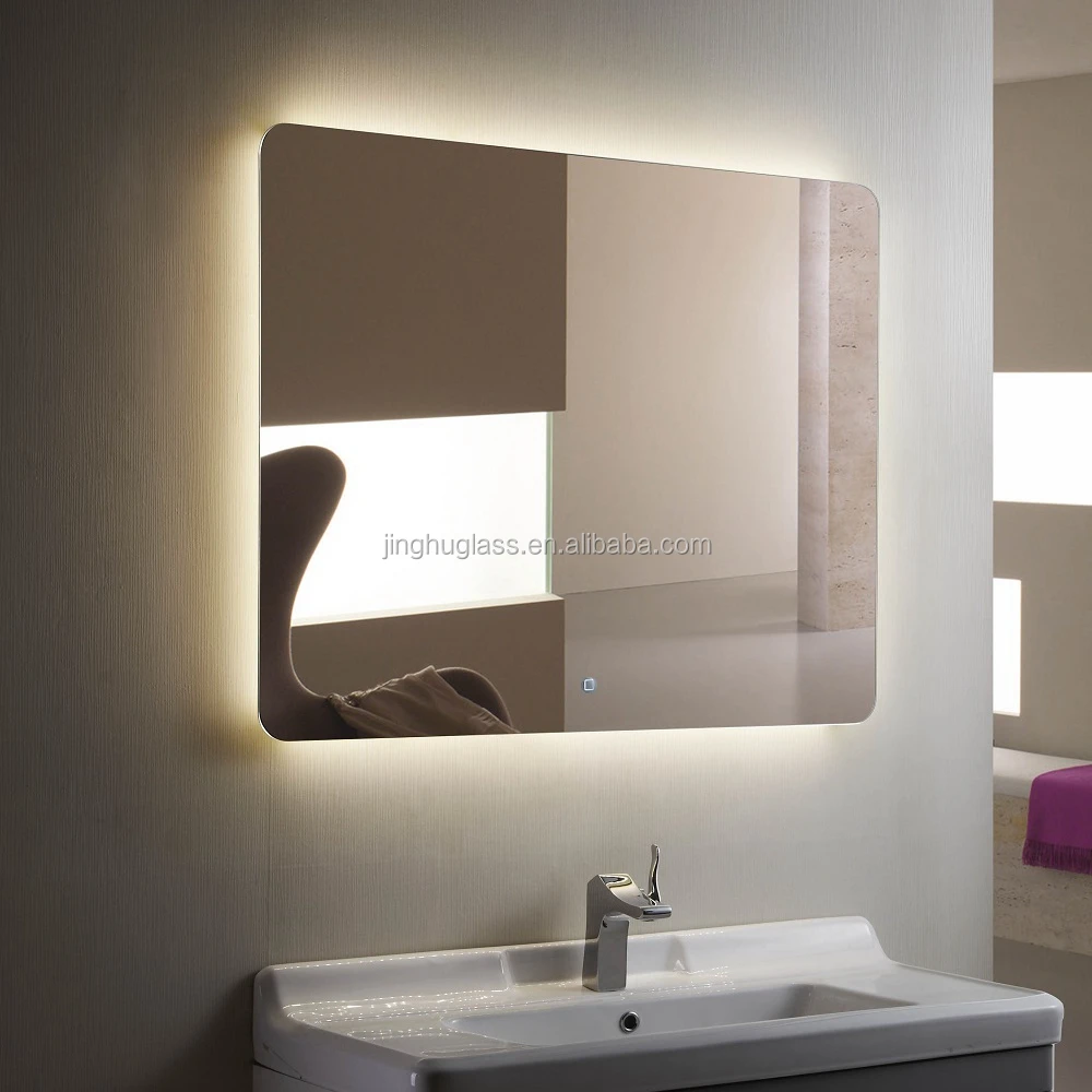 With a magnifying glass in the lower right corner led mirror