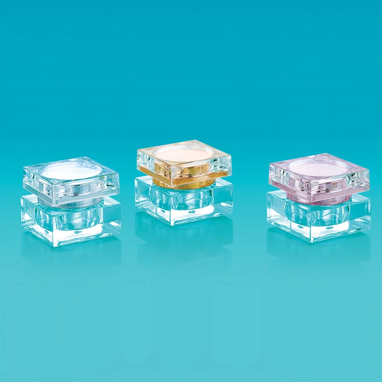 
Hengsheng factory empty clear plastic square PMMA 3g small cream jar with lids 