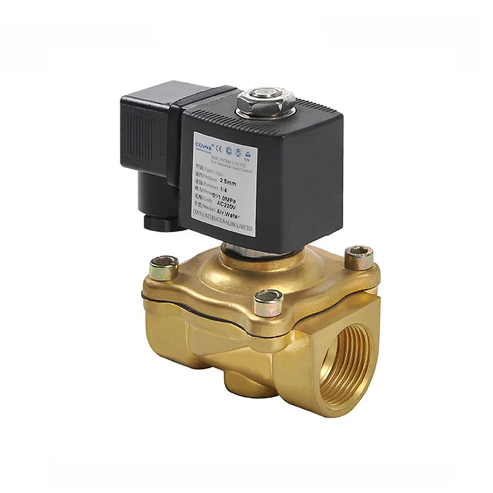 COVNA DN25 1 inch 2 Way 12 Volt Normally Closed Diaphragm Brass Solenoid Air Valve