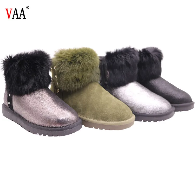 
CF-201 Free Samples Top Sale Winter Factory Ankle Length Genuine Leather Antiskid Flat Boots For Women 