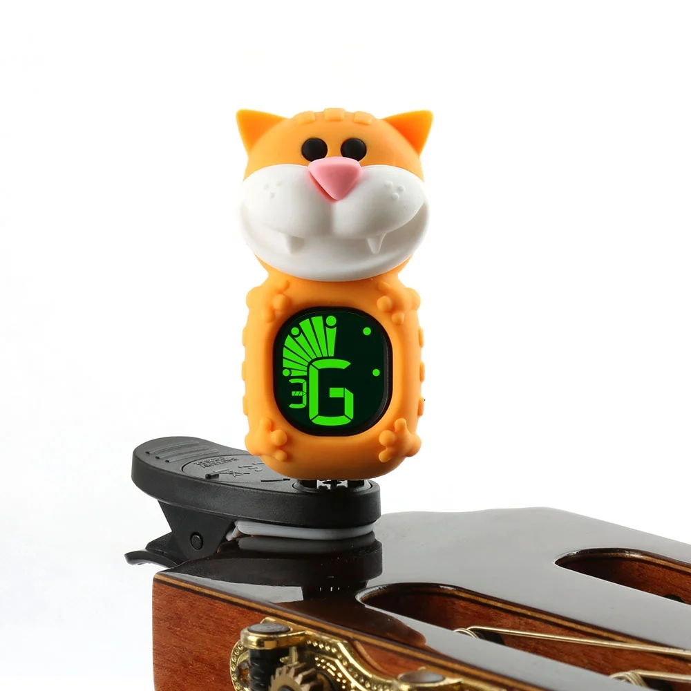 OEM Cute cat electronic clip-on chromatic instrument classical guitar tuner for violin chromatic ukulele bass