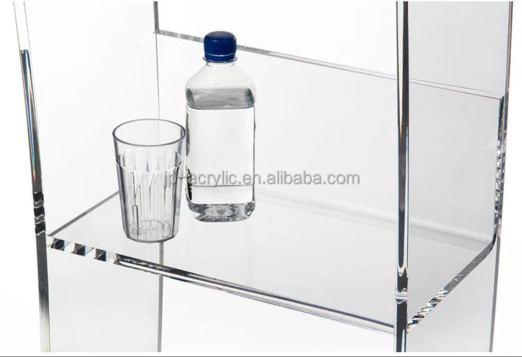 Напольная изогнутая дизайнерская акриловая кафедра и подиумная Колонка подставки для церкви с полкой