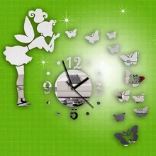 1 set 2016 New Arrival Double-sided Adhesive Tape Fashion DIY Butterfly Fairy Wall Stickers Mirror Wall Clock Home Decor