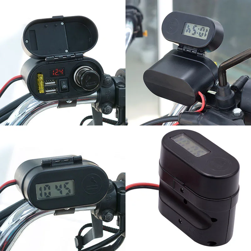 Waterproof motorcycle charger kit with voltmeter for 12v-24v e-bikes
