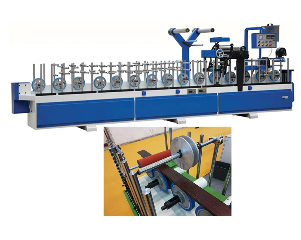 
New design Hot and cold glue Profile Wrapping Machine for PVC and Veneer 