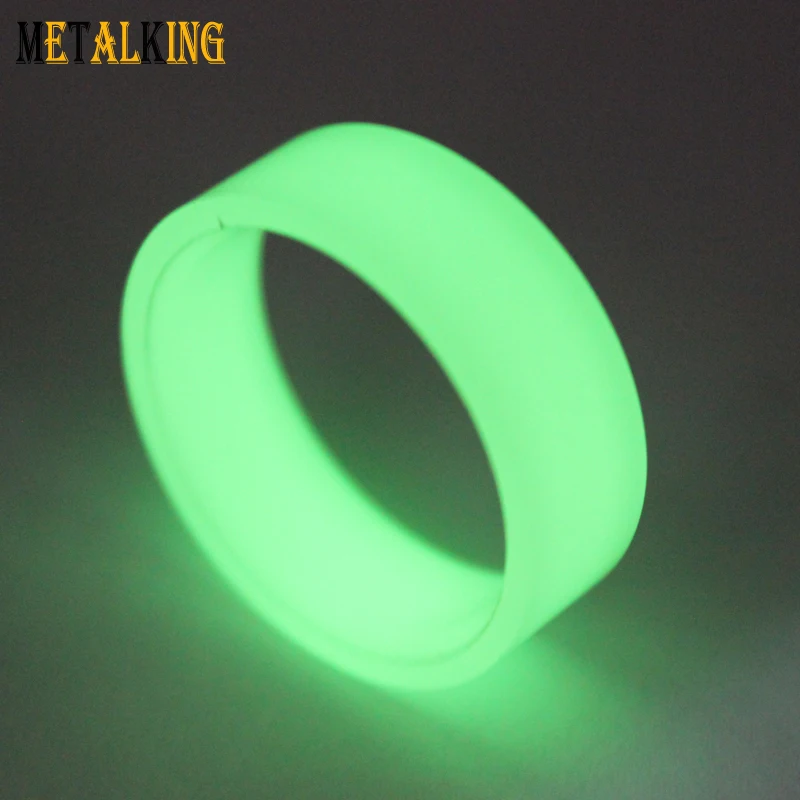 Green Glow Ring Core,8mm Mens Wedding Band Tungsten Carbide Titanium Damascus Wood Sleeve Ring