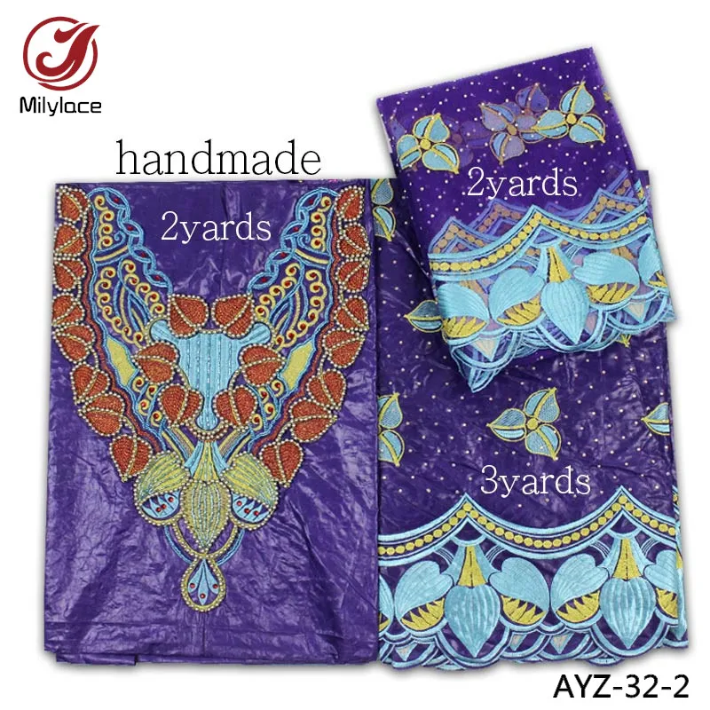 Handmade Bazin Embroidery Lace Fabric Top Quality Bazin Cotton Lace for Women Dress