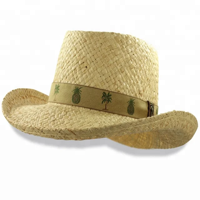 Organic Raffia Straw Gambler Hat Size M L XL Panama Golf Summer Palm Tree