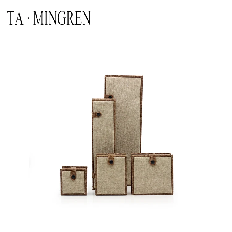 
Hot Sales Custom logo Decorative Linen Wooden Jewelry Ring Box 
