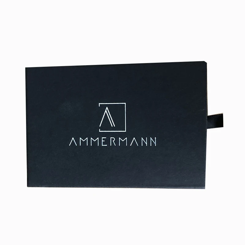 Выдвижной ящик для упаковки на заказ черный квадратный картонный бумажник коробка бумажника