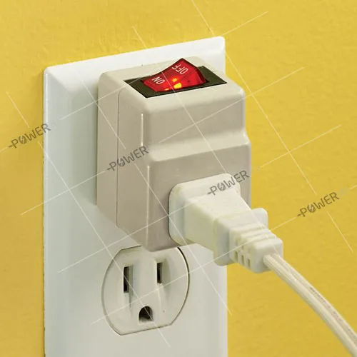 2 Prong AC Power Wall Plug On / Off Switch Tap Adapter Surge protector
