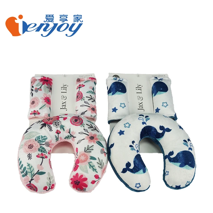  Ienjoy одноцветное микро фланелевые пижамы с забавными принтами Детская Шея подушка для путешествий ремнем безопасности