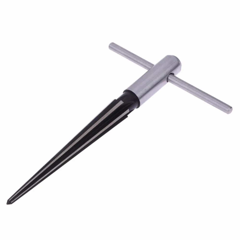 
3-13mm 6 Fluted Bridge Pin Hole Reamer Tapered Woodworker Cutting Tool Pin Hole Handheld Reamer T Handle Tapered Chamfer Reaming 