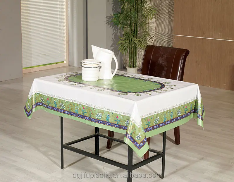 Golden embossed polyester PVC film wholesale washable table cloth clear plastic table cover