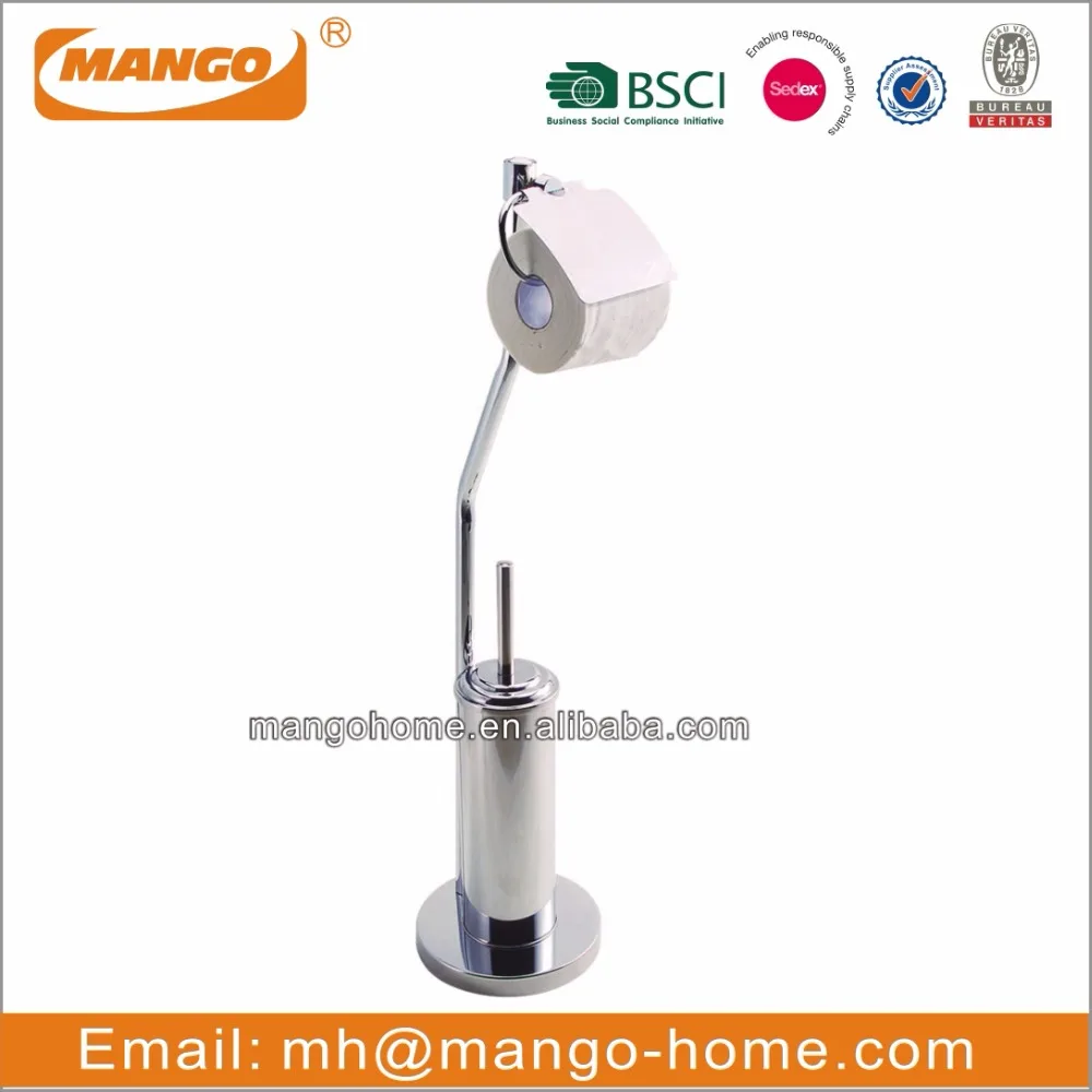 Stainless Steel Toilet Brush and free standing toilet paper holder