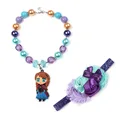 Fancy Dress Accessories Beauty Cheer Girl Love Purple Necklace Crystal Chunky Toddler Kid Jewelry Ribbon Flower