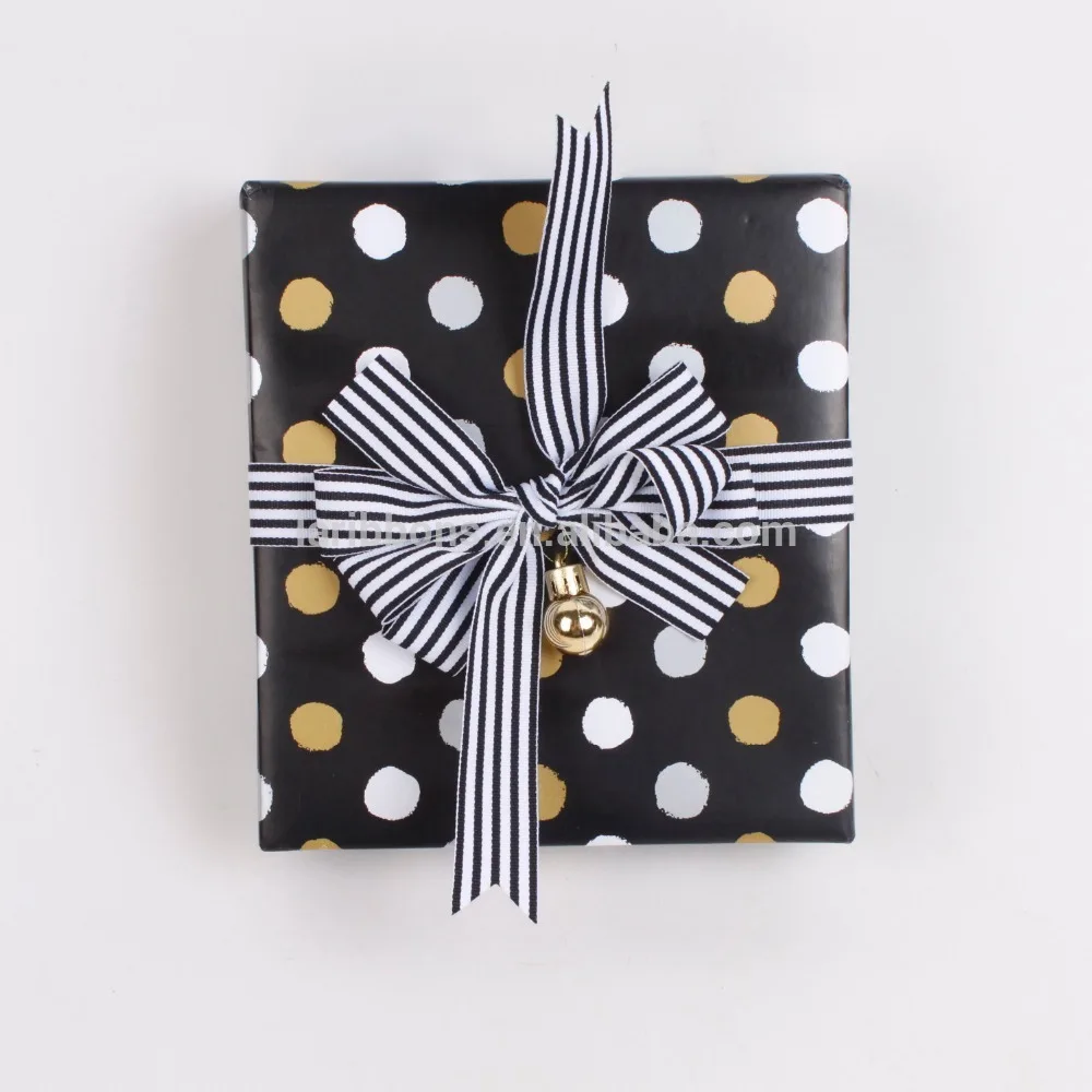 LaRibbons Wholesale Custom Black and White Striped Grosgrain Ribbon for Gift