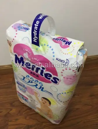carry adhesion tape handle apply on the packs of hygiene product like Baby diapers