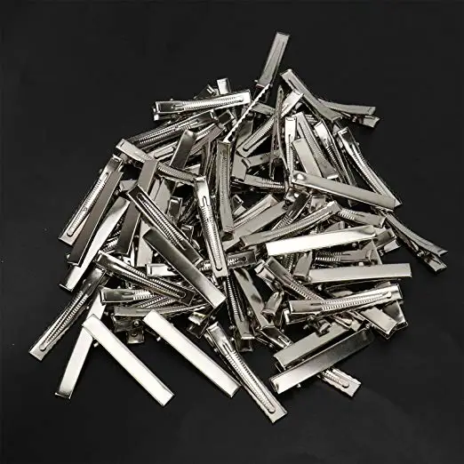 Silver Alligator Hair Clip Flat Top Teeth Single Prong Metal Clips Hairbow Accessory