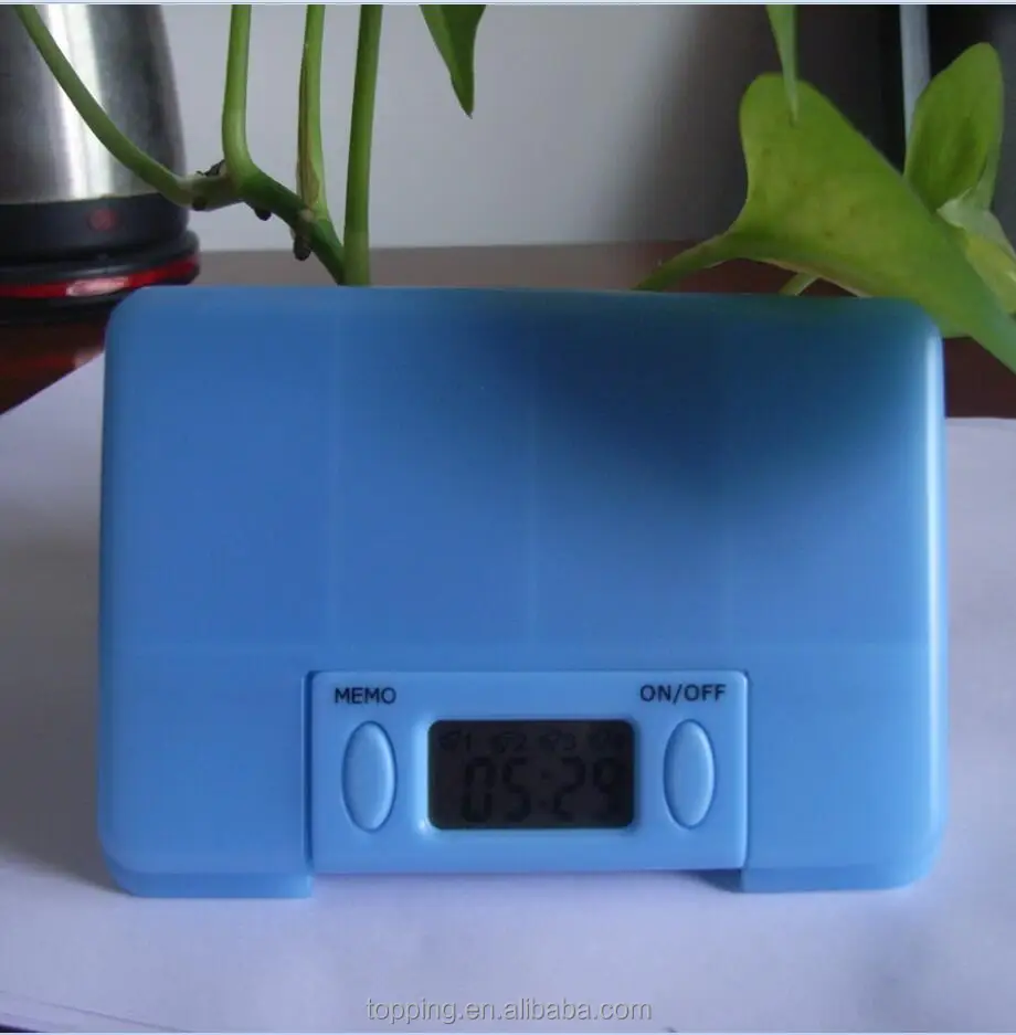 Travel pill box timer with alarm pill dispenser tavl clock