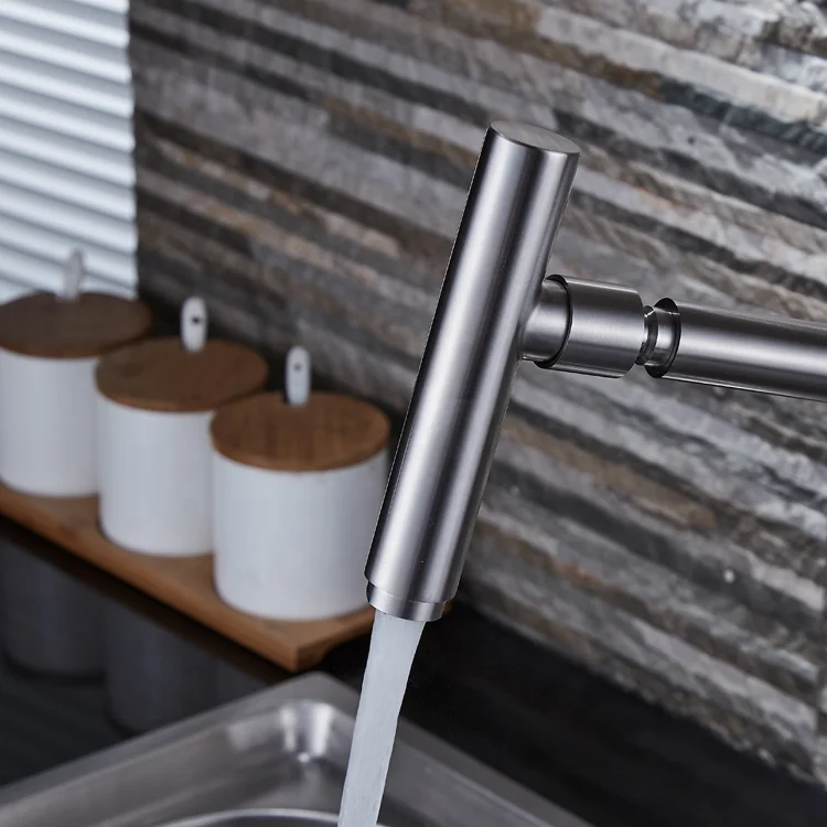 China wholesale 304 stainless steel lead free kitchen faucet with 360 degree rotatable spout