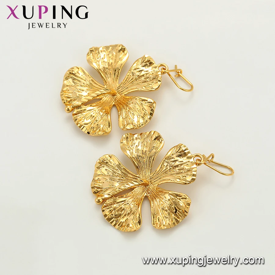 97764 xuping Jewelry environmental copper 24k gold plated earring simple fashion style flower shaped  women dangling earring