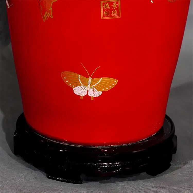 Hotel Red Hand Painted Florwe Vase Agallerie Ceramic Home Decoration Large Tall Vases for Wedding
