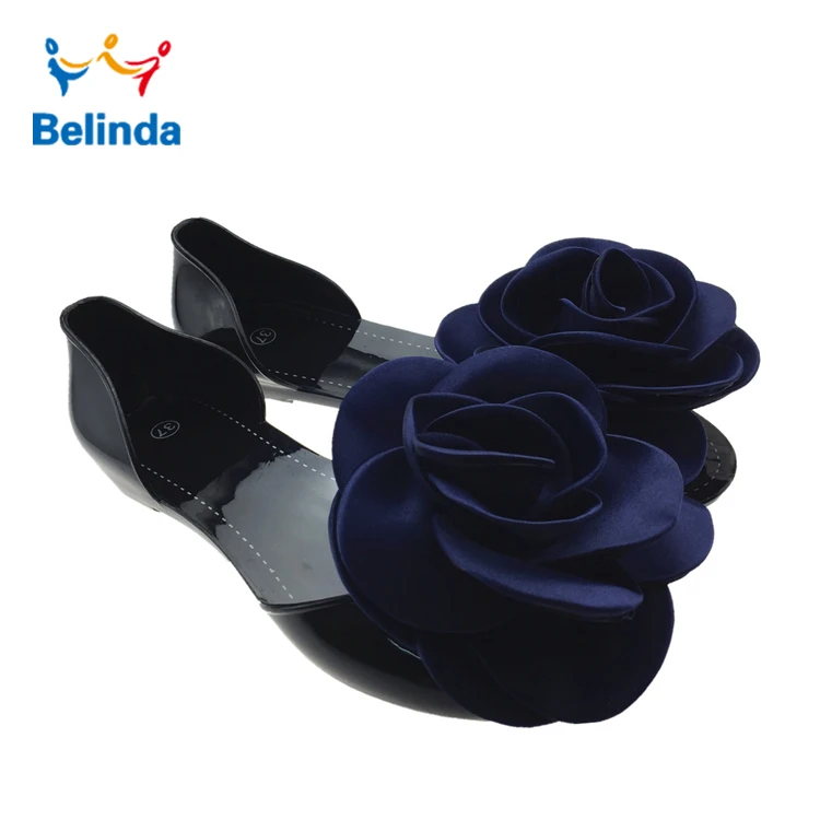 comfort PVC crystal flower women jelly shoes from China