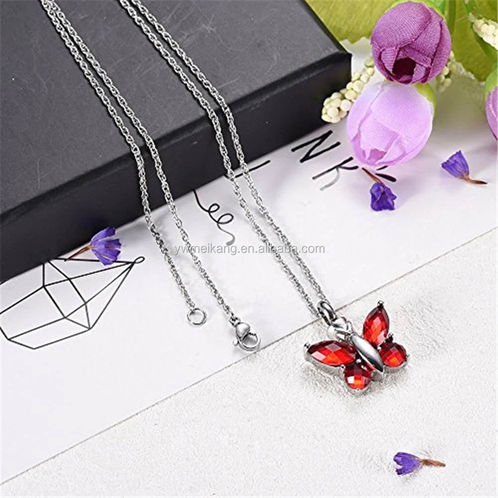 Beautiful Butterfly Shape Keepsake Jewelry Stainless Steel Memorial Urn Pendant Cremation Jewelry for Ashes