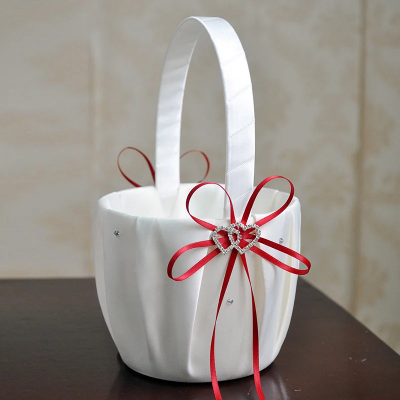 H01 Butterfly knotted Wedding Party Decoration flower girl basket wedding basket for gifts and flowers