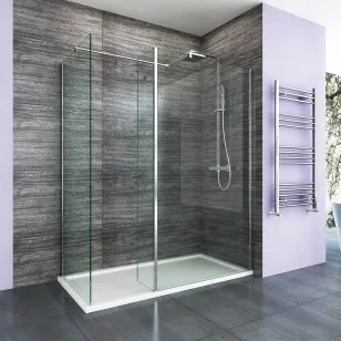 
SALLY 8mm Frameless Wetroom Walk in Glass Shower Door with Side Panel and Flipper Enclosure 