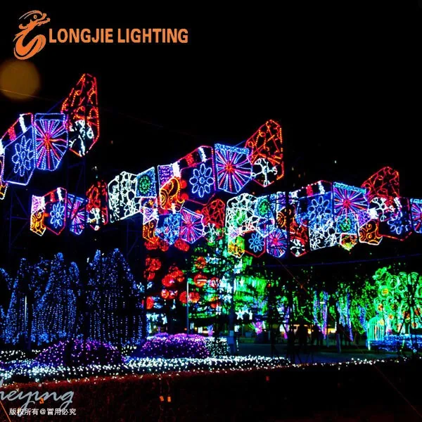 Various new designs new year hanging decoration led light motif cross street light