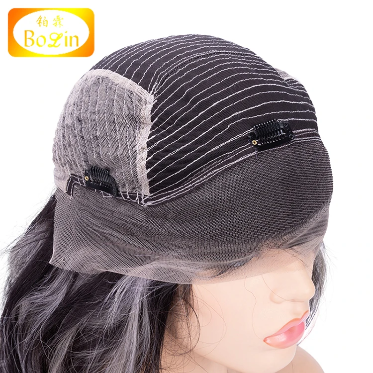 
Wave Lace Front Human Hair Wig Ombre Highlight Grey Indian Remy Human Hair Wigs Pre Plucked Lace Front Wig 