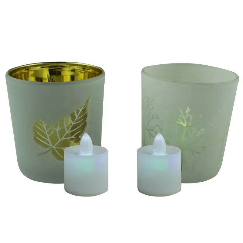 
Candle holder thick glass candle jar white 