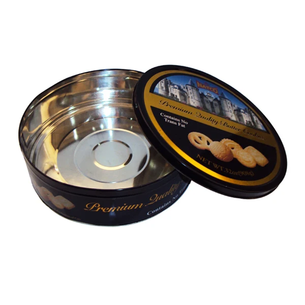 Free Sample factory bespoke logo print gift packing tin can metal cookie tin box