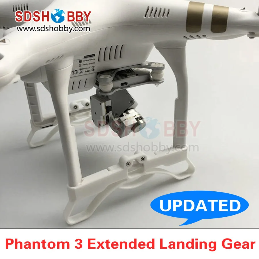 DJI Phantom 3 Extended Chassis Updated Landing Skid Stabilizers Extended Extended Support