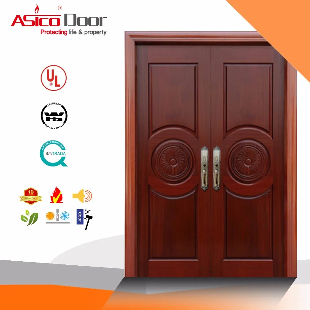 ASICO Double Leaf UL Listed Fire Rated Main Gate Entrance Wooden Door For Lobby fire door