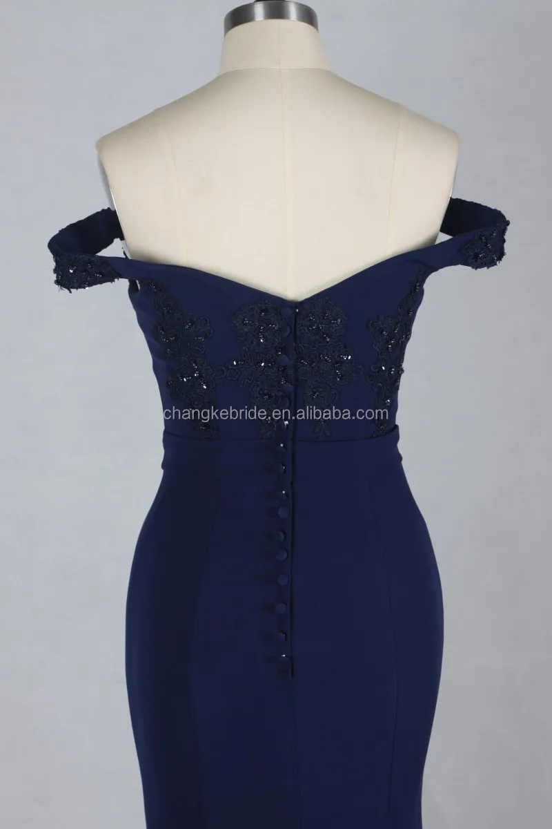 
Modern 2018 Navy Appliqued Long Bridesmaid Dress 