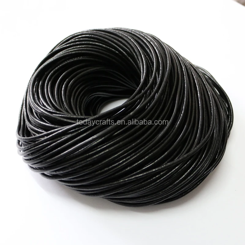 1,5 мм 2 мм Горячая Распродажа натуральный круглый черный металлический кожаный шнур для ювелирных изделий