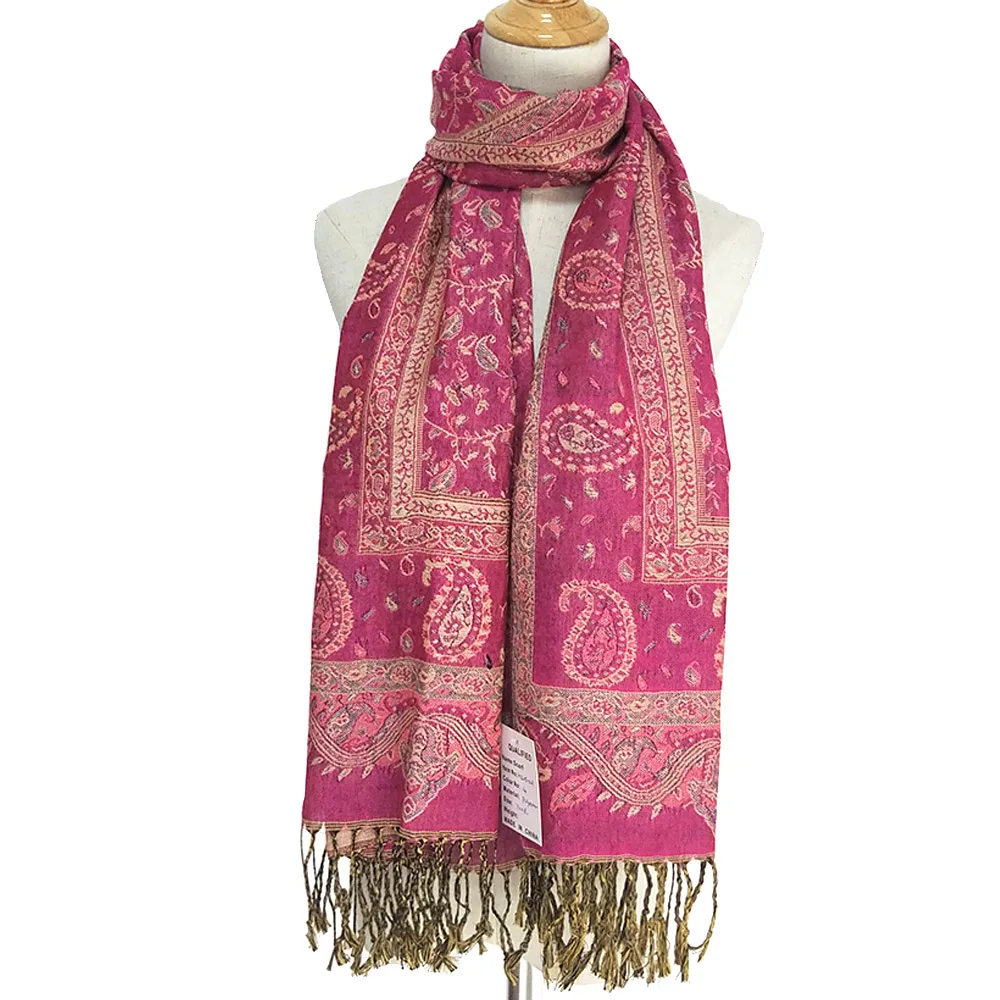 2023 fashionable lady pashmina scarf unique paisley with tassels shawl wholesale