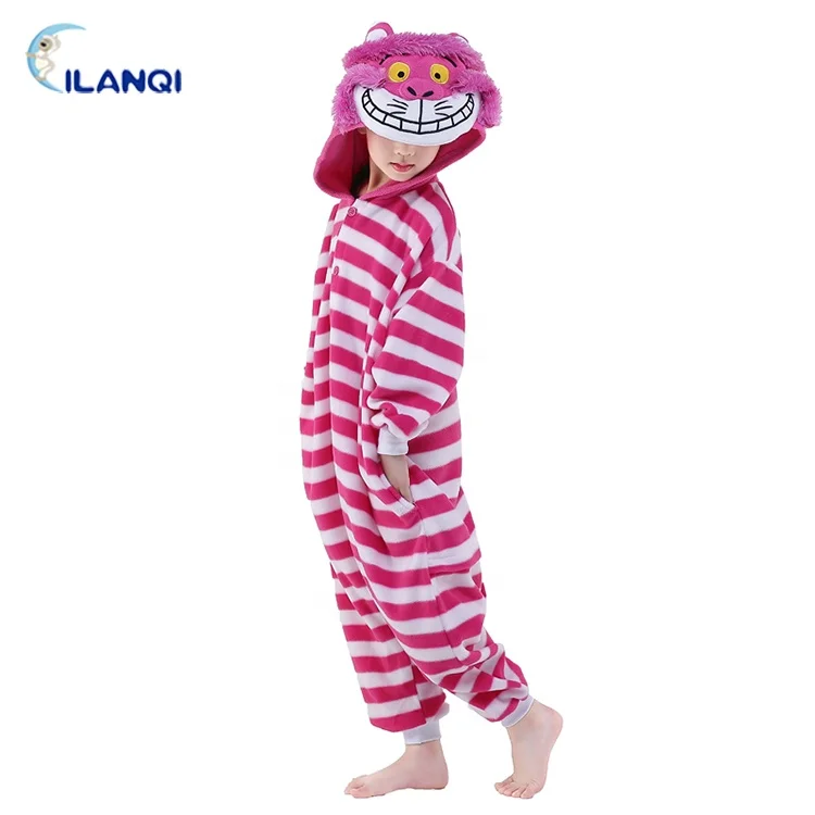 Cheshire Cat Cartoon Animal Pajamas Cosplay Costume Kids Onesie For Halloween Cosplay Pajamas Kids Cartoon Pajamas