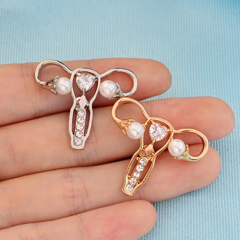 bulk custom metal enamel female uterine ovarian reproductive organs shape medical lapel pin