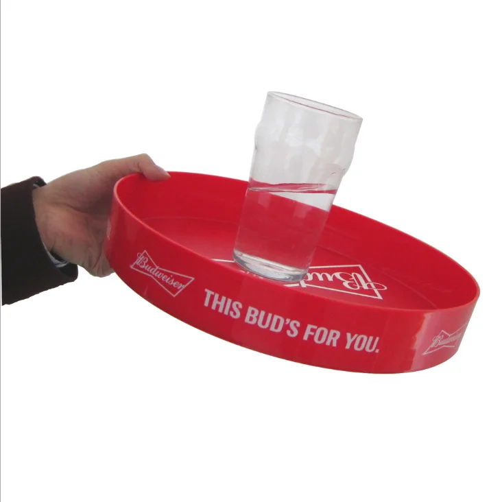 Wholesale Dia. 35cm round plastic  anti slip bar tray (35*5cm)