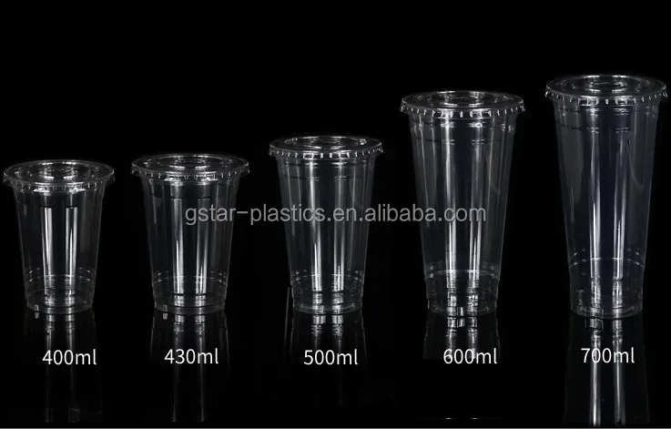 14oz 400ml Transparent Clear Disposable Plastic PET Iced Water Juice Glass Cups with Dome Lids